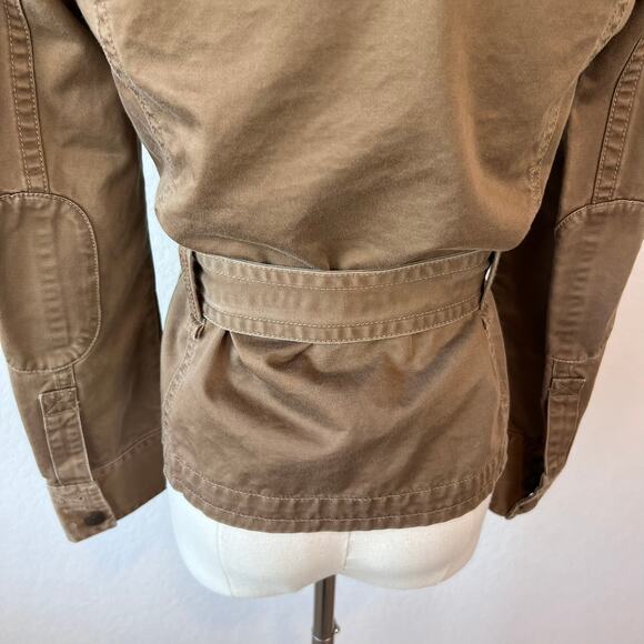 Vintage Y2K J Crew Military Utility Cargo Jacket size XS Cotton Belted Tan - Picture 7 of 14